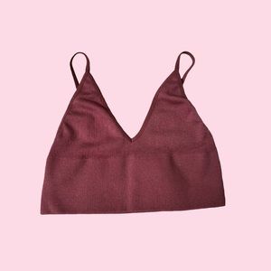 Maroon v neck cropped tank top